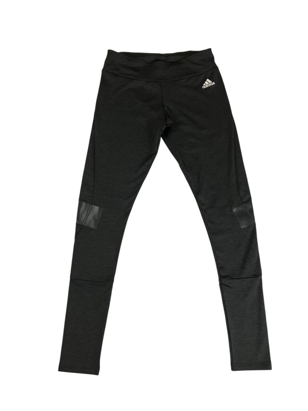 Adidas Women's Heathered Black Activewear Running Leggings Logo 32" Inseam SZ M